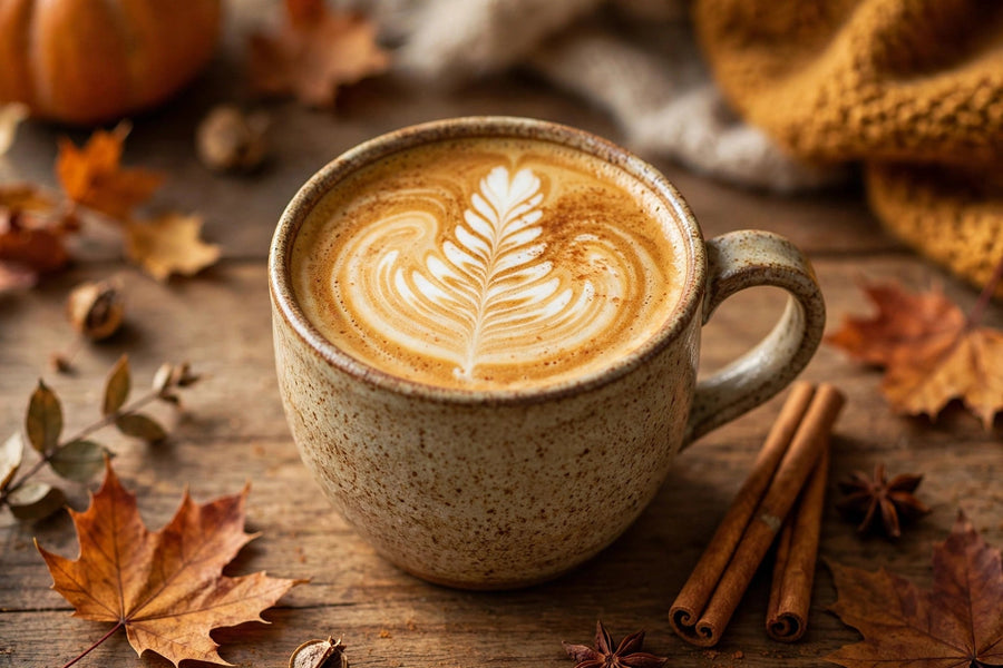 Pumpkin spice latte with latte art